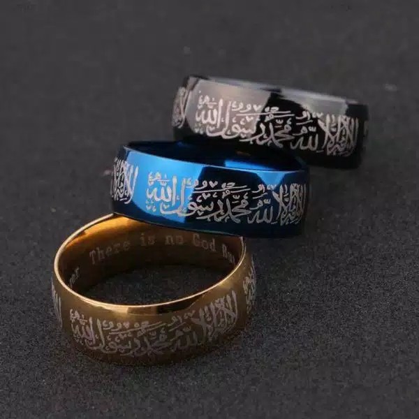 8mm cincin tauhid muslim pria wanita anti karat warna emas asli 100%