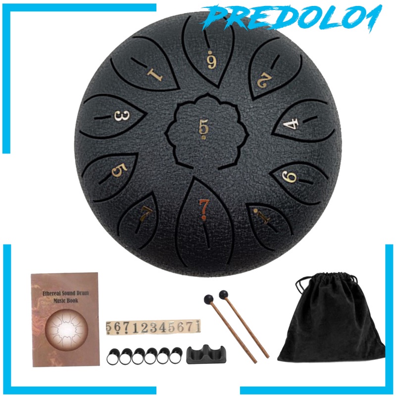 [PREDOLO1]Mini 6 Inch Steel Tongue Drum and Carrying Bag Music Education Gift Present