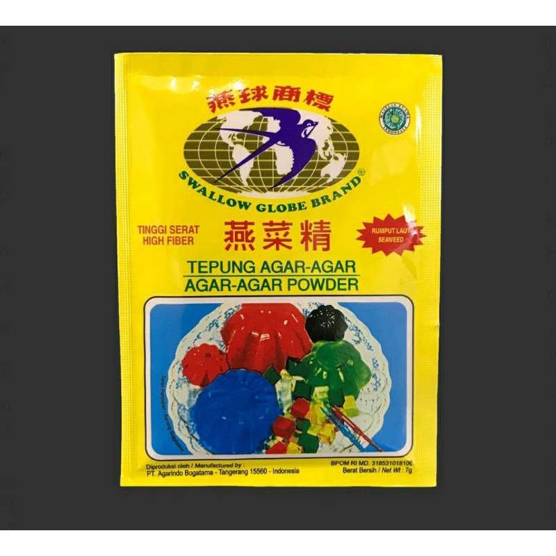 Agar Agar Swallow Globe Plain 1 box ( 12 sachet )