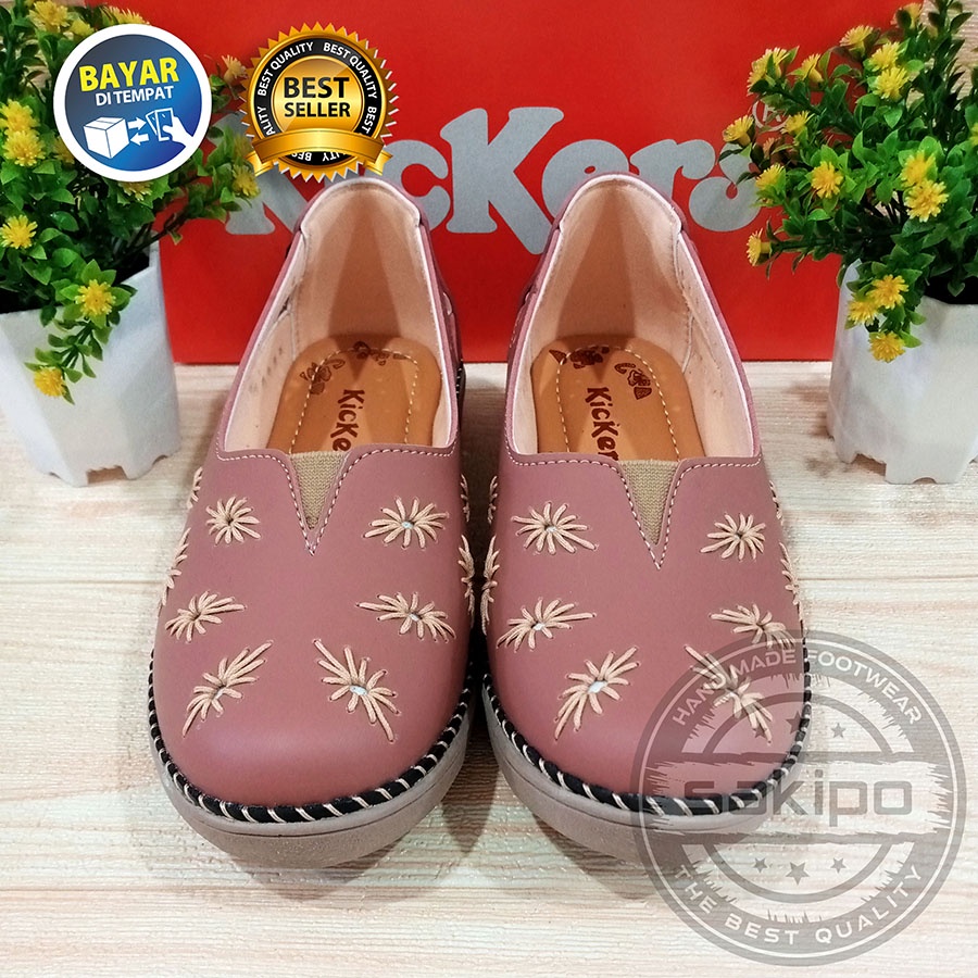 PROMO 12.12 BIRTHDAY SALE SEPATU WANITA DEWASA REMAJA FLAT KICKERS MOTIF SULAM BUNGA TERBARU TERMURAH / SAKIPO