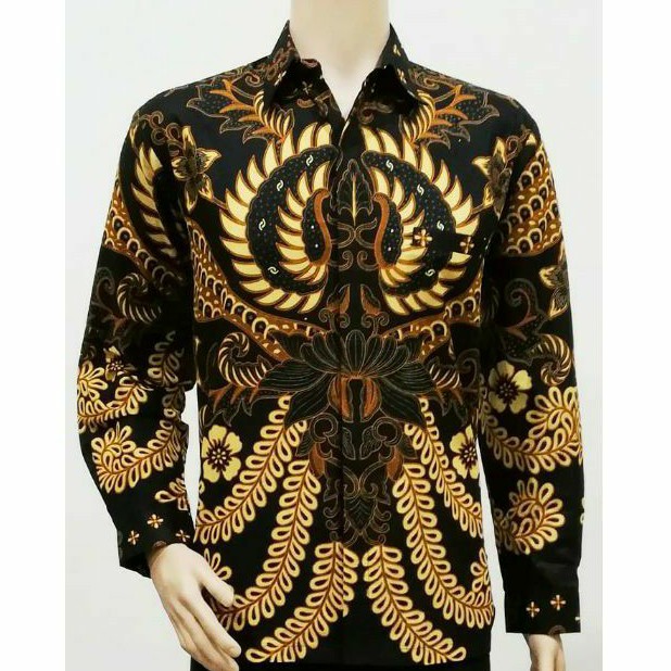 Kemeja Pria Batik Big Size 4L-5L Lengan Panjang Atasan Baju Hem Batik Jumbo Ukuran Besar KRS-Tos