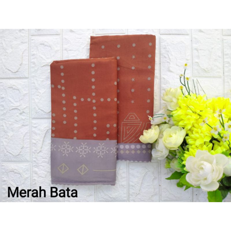 (original Azara) segi empat SENORITA MOTIF LC •• hijab segi empat Motif-Merah bata