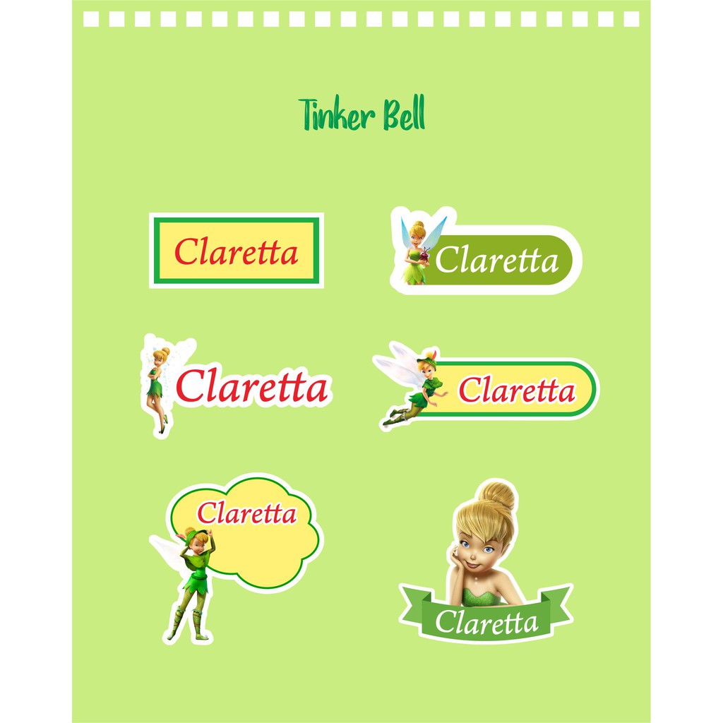 

Stiker Label Nama Kekinian Tahan Air & Anti Luntur untuk Anak Perempuan Tema Tinker Bell