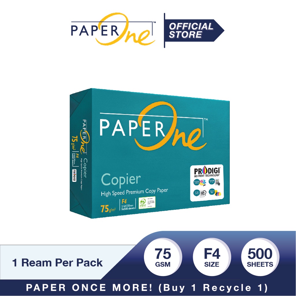 PaperOne Kertas F4 75gr Copier 1 Rim (500 lembar) Kertas HVS F4 Kertas Fotocopy