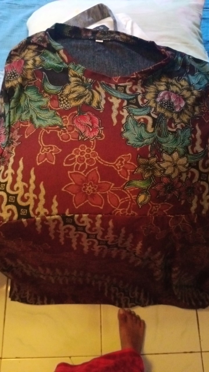 Gamis Ibu Ibu Hadiah Lebaran Orang Tua Calvin Jeans Motif Etnik Batik Elegan Cantik