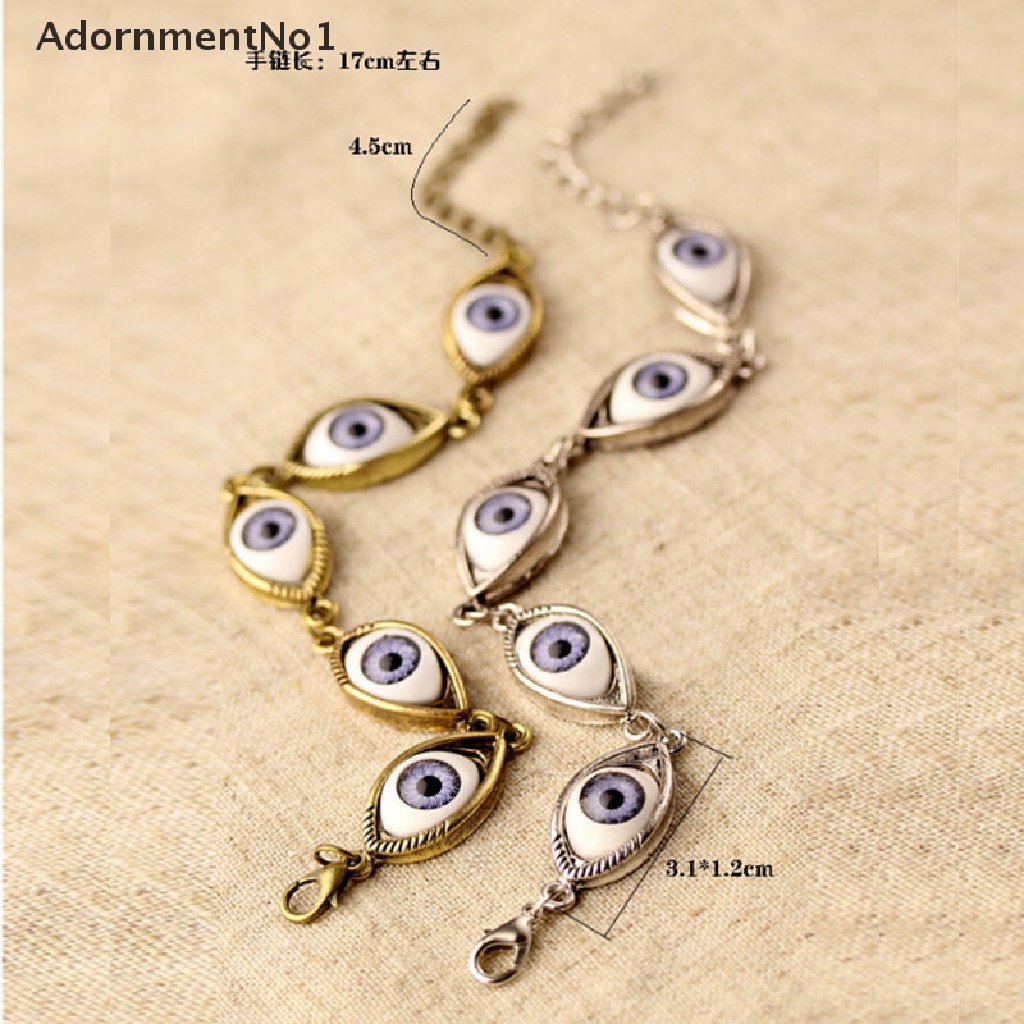 (AdornmentNo1) Gelang Tangan Rantai Fashion Motif Mata Iblis Warna Gold / Silver Untuk Perhiasan Wanita