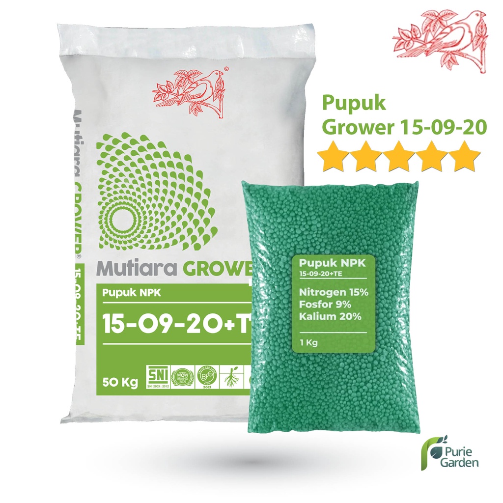 Pupuk NPK Mutiara Grower 15-09-20 1Kg PG SBY