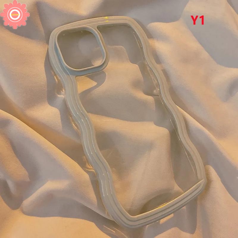 2 in 1 Soft Case TPU Transparan Frame Gelombang Multi Warna Cover iPhone 7 8 Plus 11 12 13 Pro Max XR 7 8 X XS