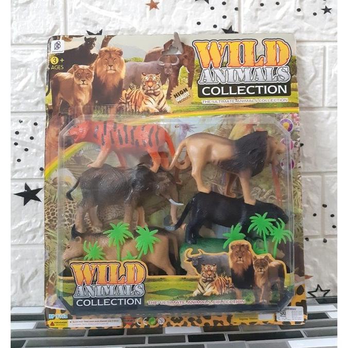 Ready stock] mainan miniatur hewan singa harimau gajah kuda nil panther