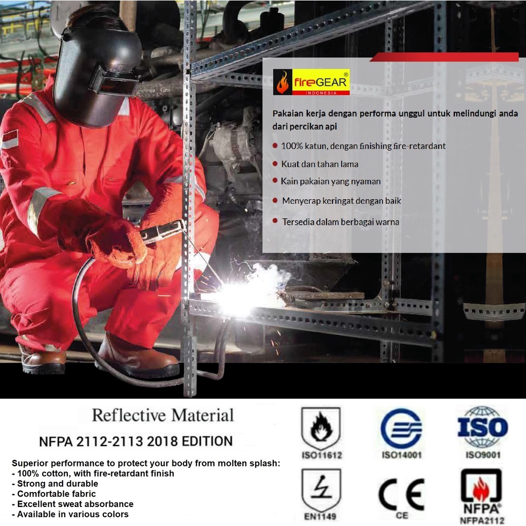 Outdoor Uniform Wearpack Coverall NFPA 2112 2113 Complied Cotton Material Katun Tahan Api Flame Resi