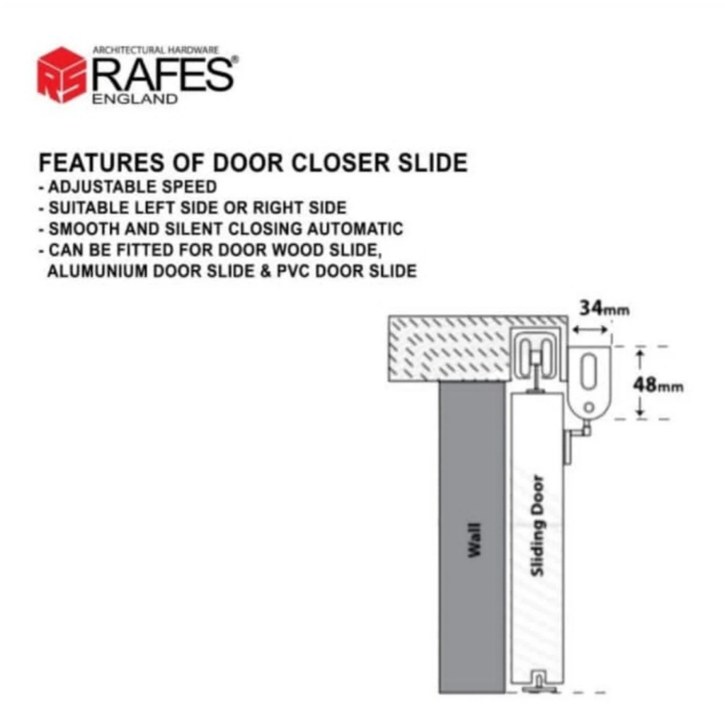 Door Closer PINTU SLIDING RAFES ENGLAND / Max 75 KG (DC 6000)