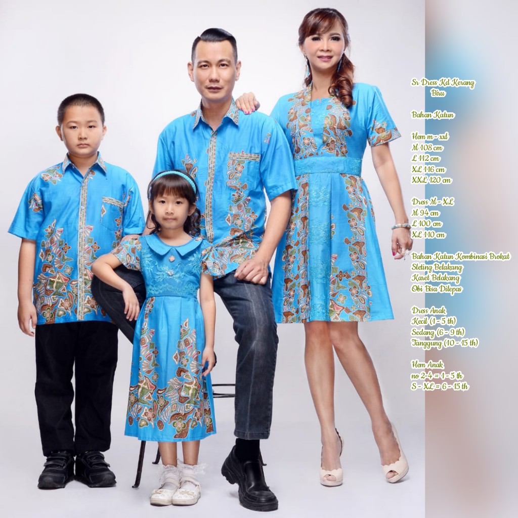 Batik Nusantara Couple Family Dress Krisdayanti (KD) Kerang Biru / batik keluarga / OOTD kondangan