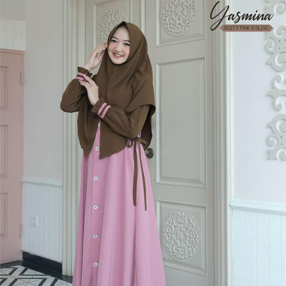 BUY 1 GET 1 | ( S M L XL XXL XXXL 5L ) FASHION MUSLIM GAMIS JUMBO BUSUI | YASMINA SET SYARI + KHIMAR