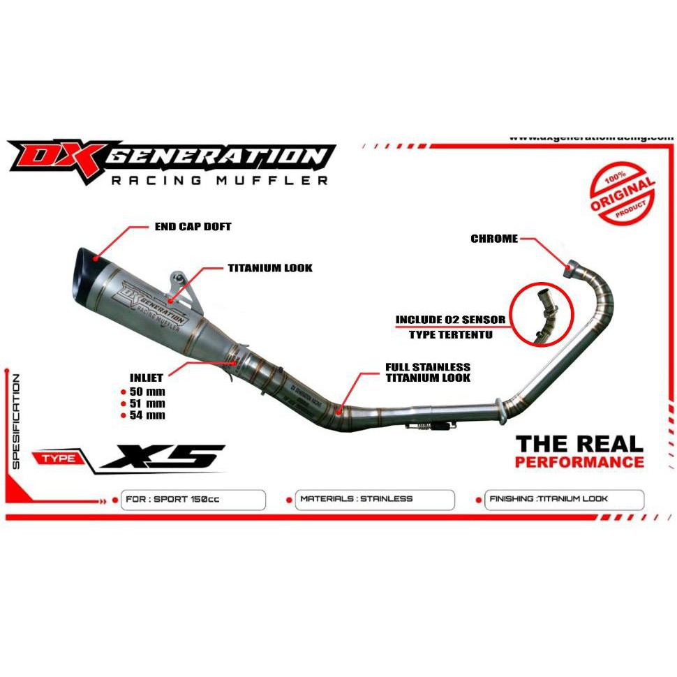 Knalpot racing Dx X5 Fullsystem Yamaha Mx King