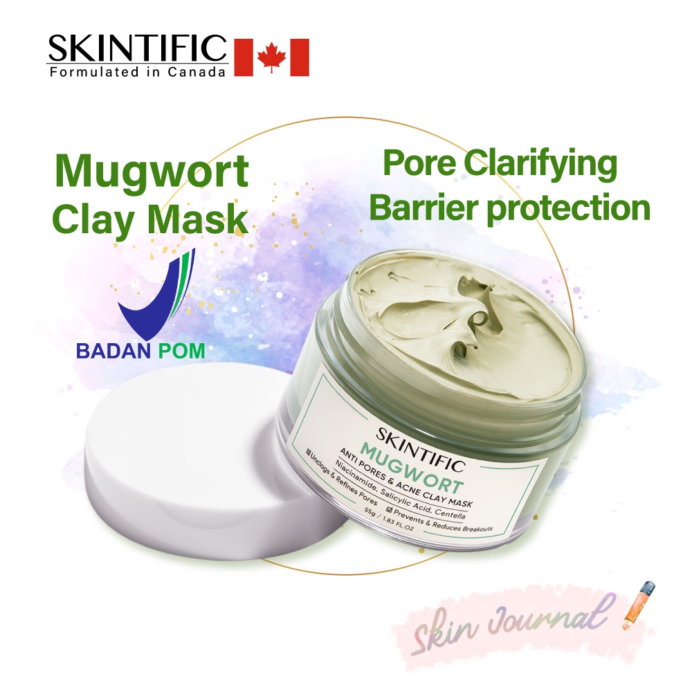 [BPOM]SKINTIFIC Mugwort Anti Pores & Acne Clay Mask Salicylic acid Mask Wajah Jerawat Bruntusan Kome