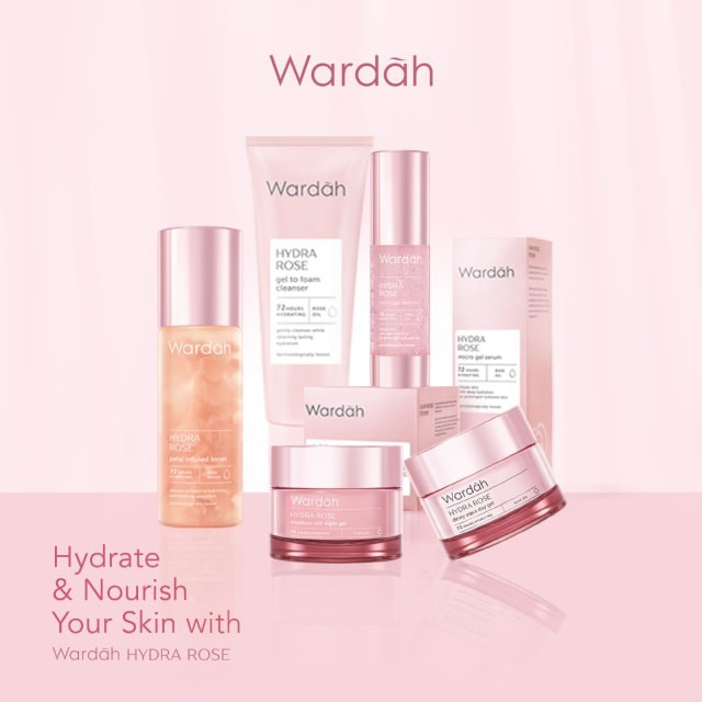 ❣️Rakkistore99❣️Wardah Hydra Rose Series | Dewy Aqua Day Gel-Moisture Rich Night Gel-Foam Cleanser-Toner