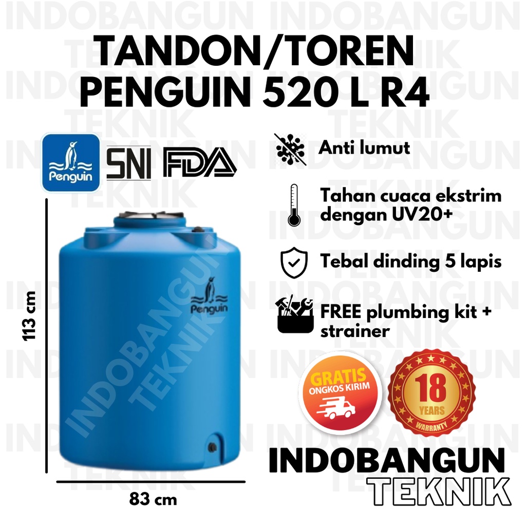 Toren Air Tangki Air Tandon Air Penguin TB53 (500 Liter 520 Liter) TB 53 Anti Lumut Murah Bergaransi