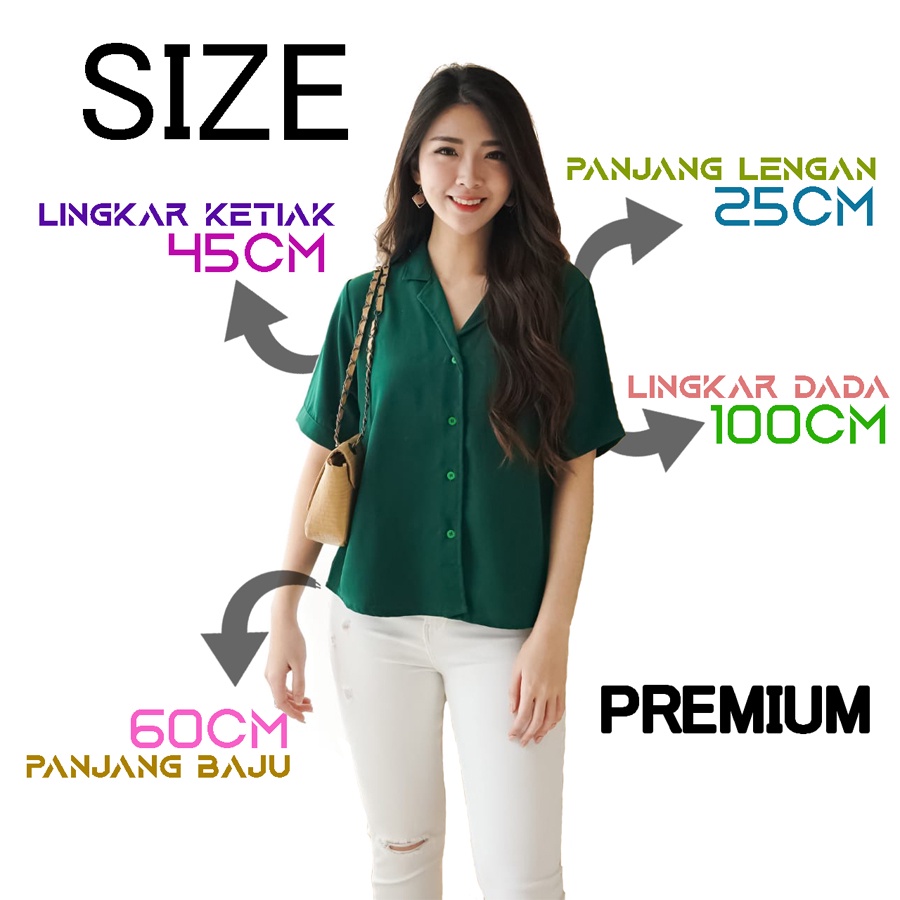 KEMEJA WANITA LENGAN PENDEK BASIC POLOS FASHION KULIAH&SANTAI TERBARU-1