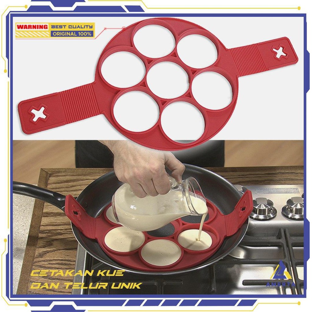 Cetakan Pancake Maker 7 Hole- Red