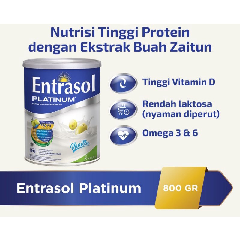 

ENTRASOL PLATINUM VANILA 800 G SUSU NUTRISI LANSIA