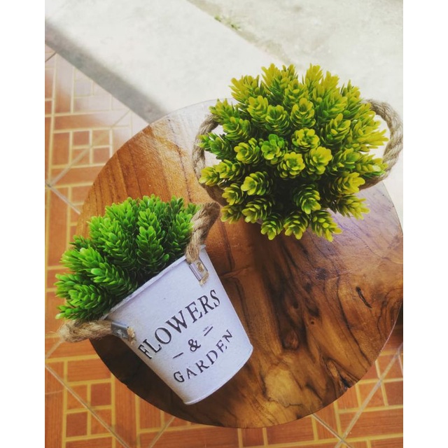 bunga pot kaleng /pakis vas flower garden /bunga artificial/bunga palsu / bonsai pot kaleng vintage