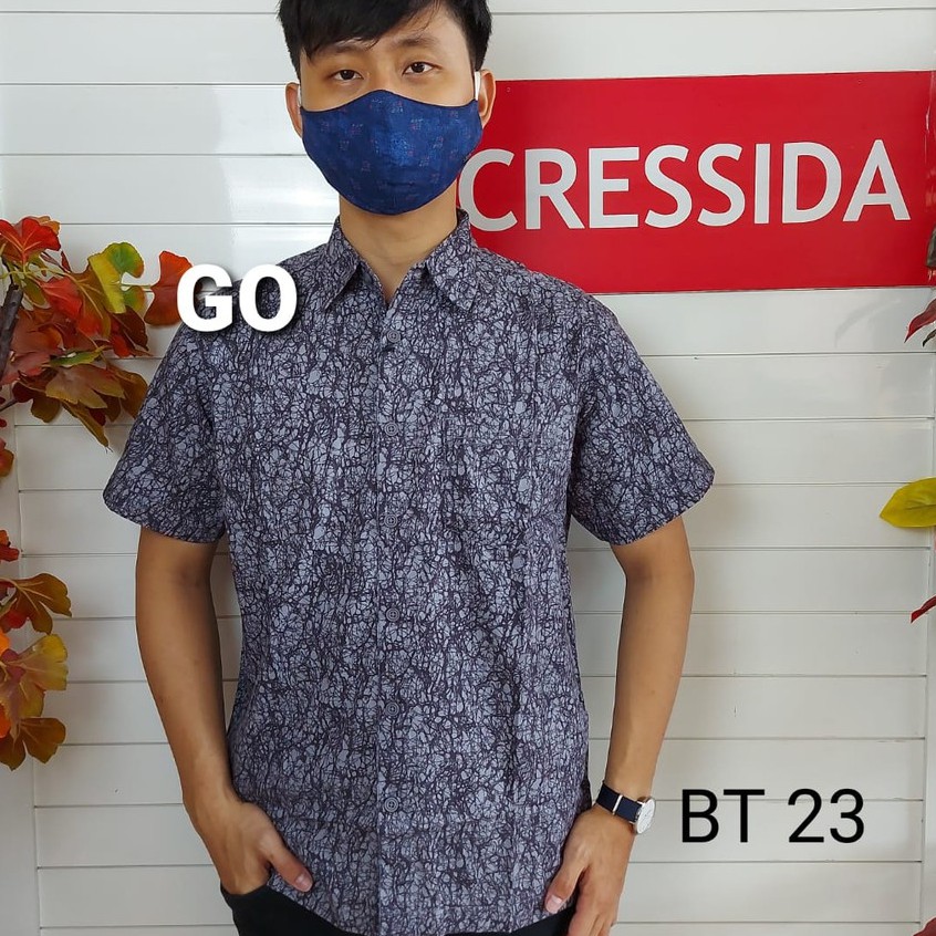 gof CRESSIDA KEMEJA BATIK Pakaian Pria Atasan Kemeja Hem Casual Reguler Original Lengan Pendek Bagus