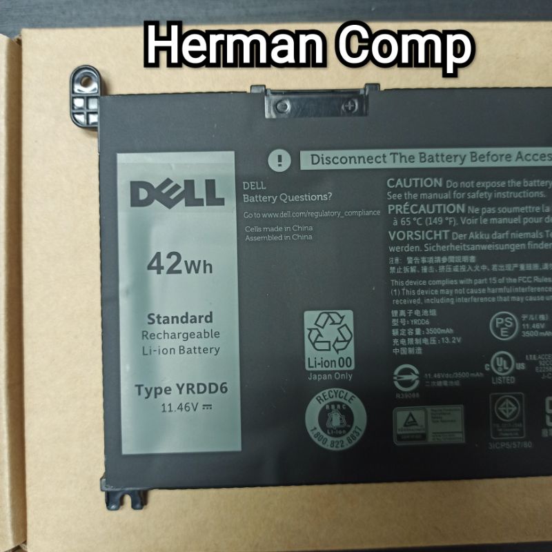 Original Baterai Dell Vostro 3481 489G Latitude 3310 2 in 1 Model YRDD6