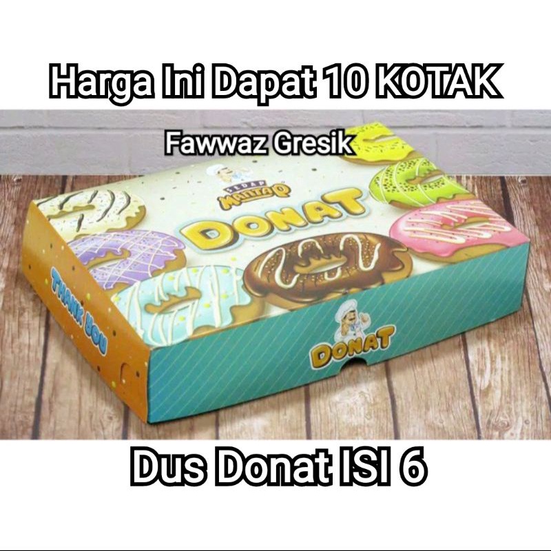 (10pcs) Kotak Donat Isi 6 - Dus Box Donat - Sedap Mantap 27x18,5x5,3 cm