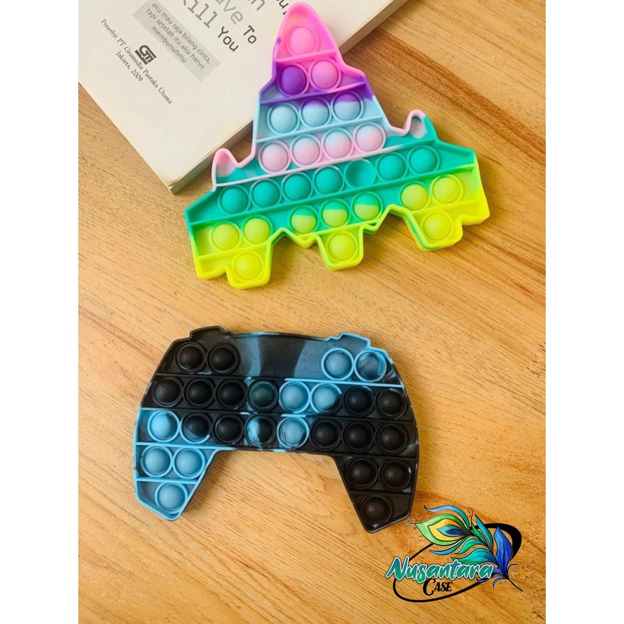 pop it fidget push bubble toys gelembung 3d rainbow pelangi karakter mainan anak NC7433-4