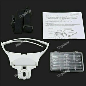 Kaca Mata Magnifier White/Alat Bantu Servis+5Lensa+Lampu Led Termurah.