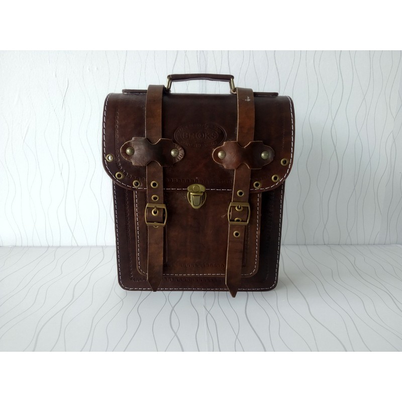 TAS SAMPING SEPEDA ONTHEL MODEL DUA SAKU  -  TAS SEPEDA ONTHEL KULIT ASLI - TAS BONCENGAN ONTHEL