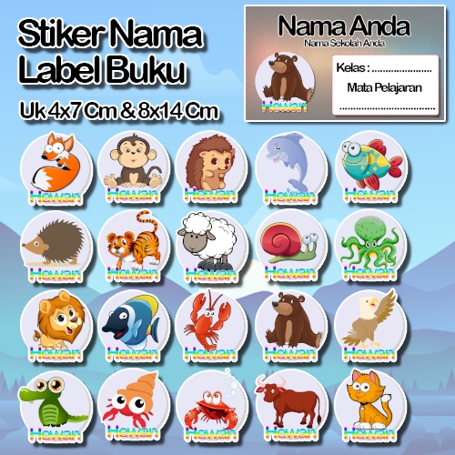 

Stiker animasi kartun kerbau ikan kambing ikan Karakter Lucu Custom Lebel Nama cromo murah 20 Varian berbeda Sticker Pelajaran Mapel buku anak sekolah No 4