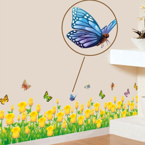 RELIZA WALL STICKER RUMPUT BUNGA TULIP KUNING GRASS FLOWERS YELLOW STIKER DINDING AY7025 A