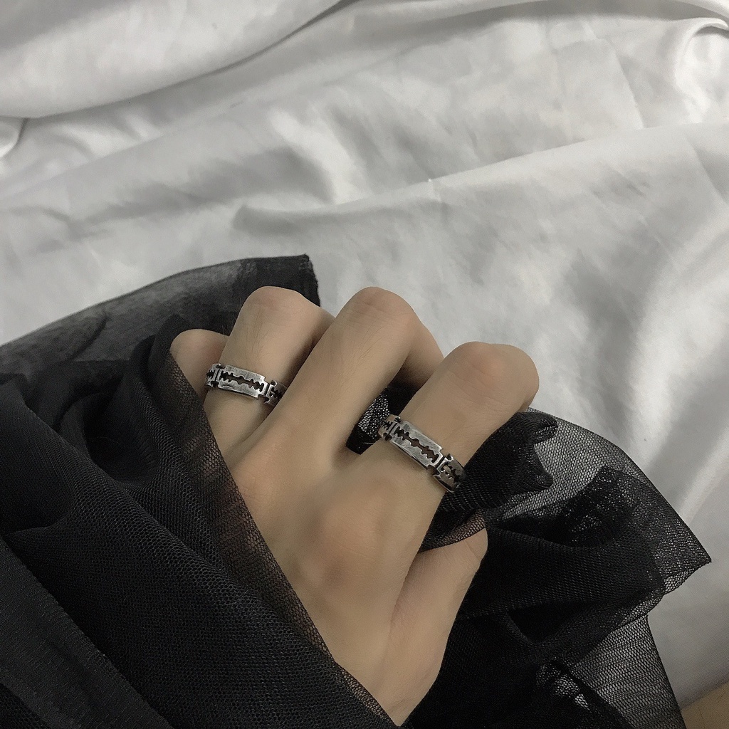 Charm Stainless Steel Hip Hop Bladed Ring Fashion Punk Rock Warna Perak Cincin Pasangan Kekasih Rings Untuk Pria Dan Wanita Ring