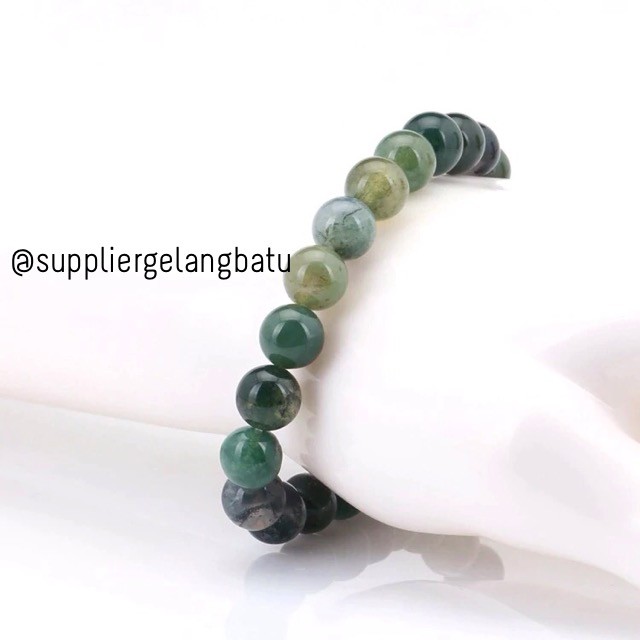 gelang batu Indian Agate hijau akik batu alam giok asli