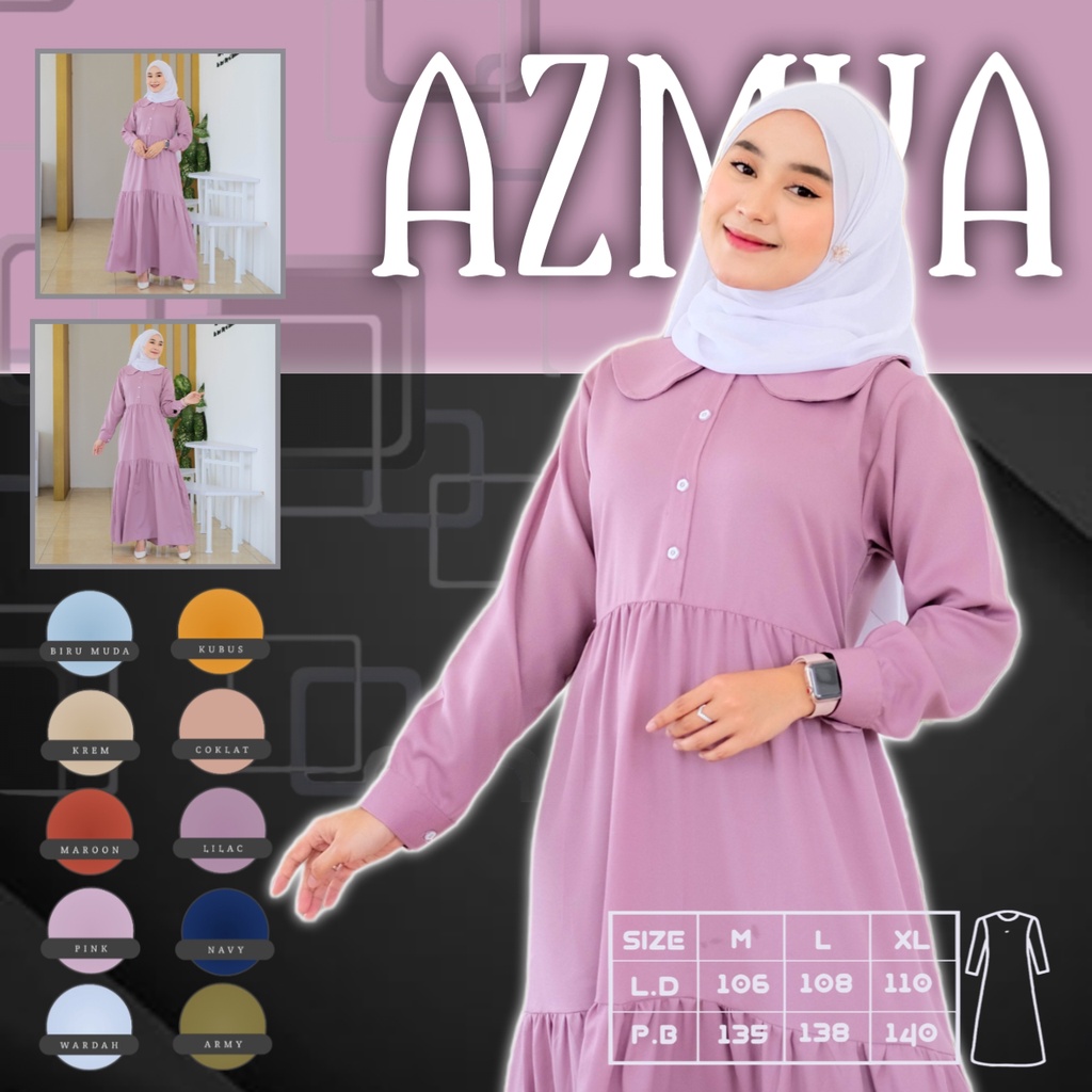 AZMIYA - Baju Gamis Wanita Remaja Kekinian Model Dress Muslim Syari Dres Dewasa Set Warna Lilac Polo
