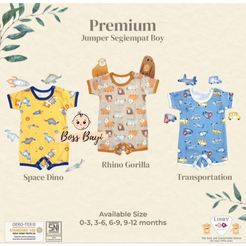 LIBBY - Premium Jumper Segiempat / Romper Bayi Motif 0-12bulan