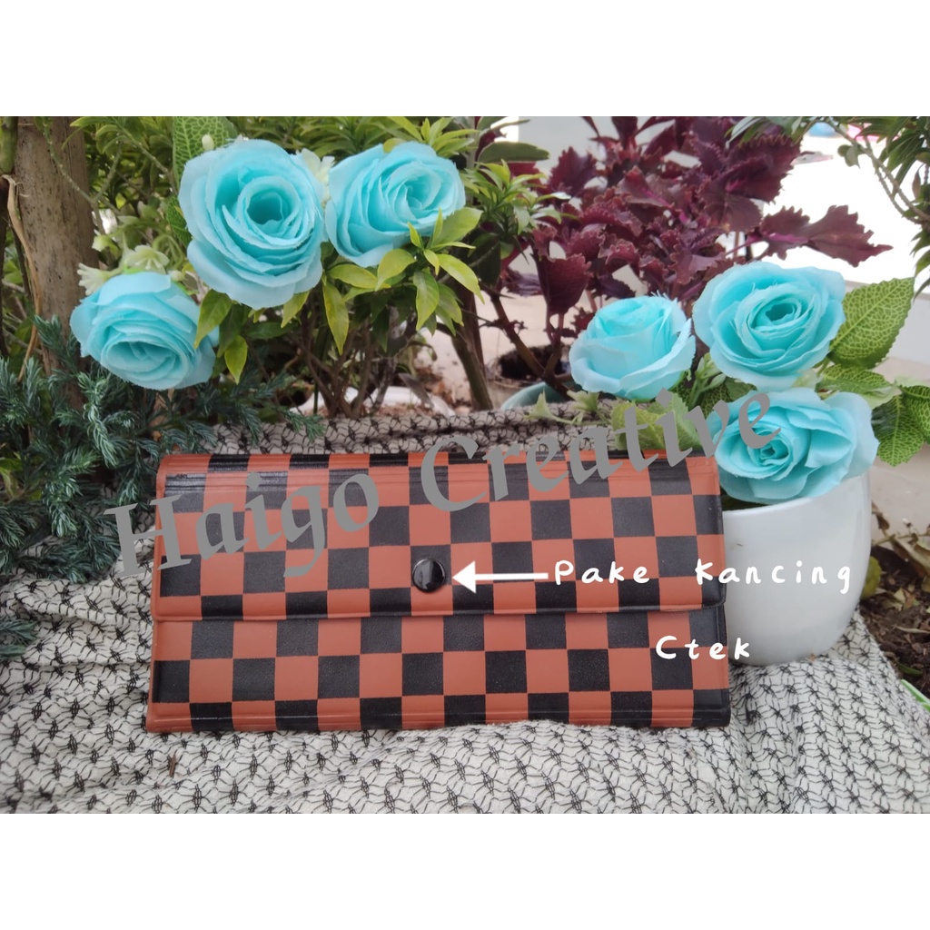 DOMPET LV KOTAK MOTIF-ORGANIZIER KEUANGAN BULANAN-PENUTUP PAKE KANCING CTEK