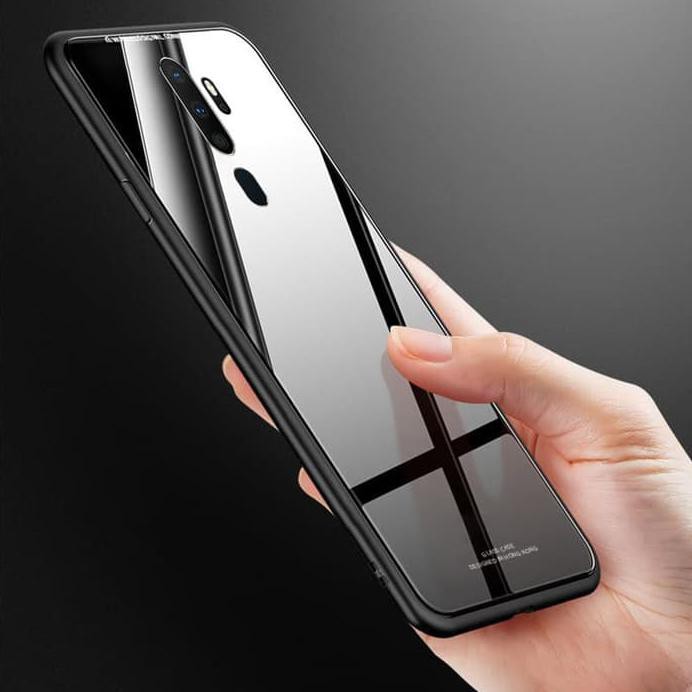 Case OPPO A9 2020 A5 2020 Glass Case HARD Tempered Backdoor Casing Hitam