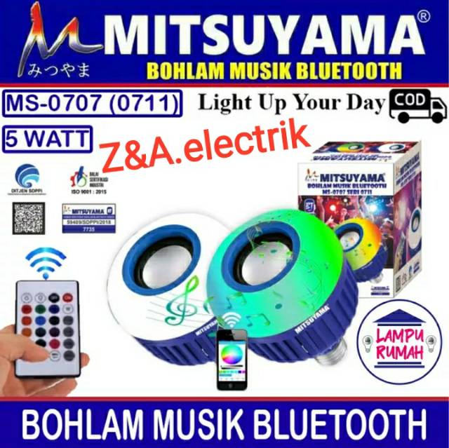 Bohlam Lampu LED Musik Bluetooth Speaker Mitsuyama MS-0707 Seri 0711