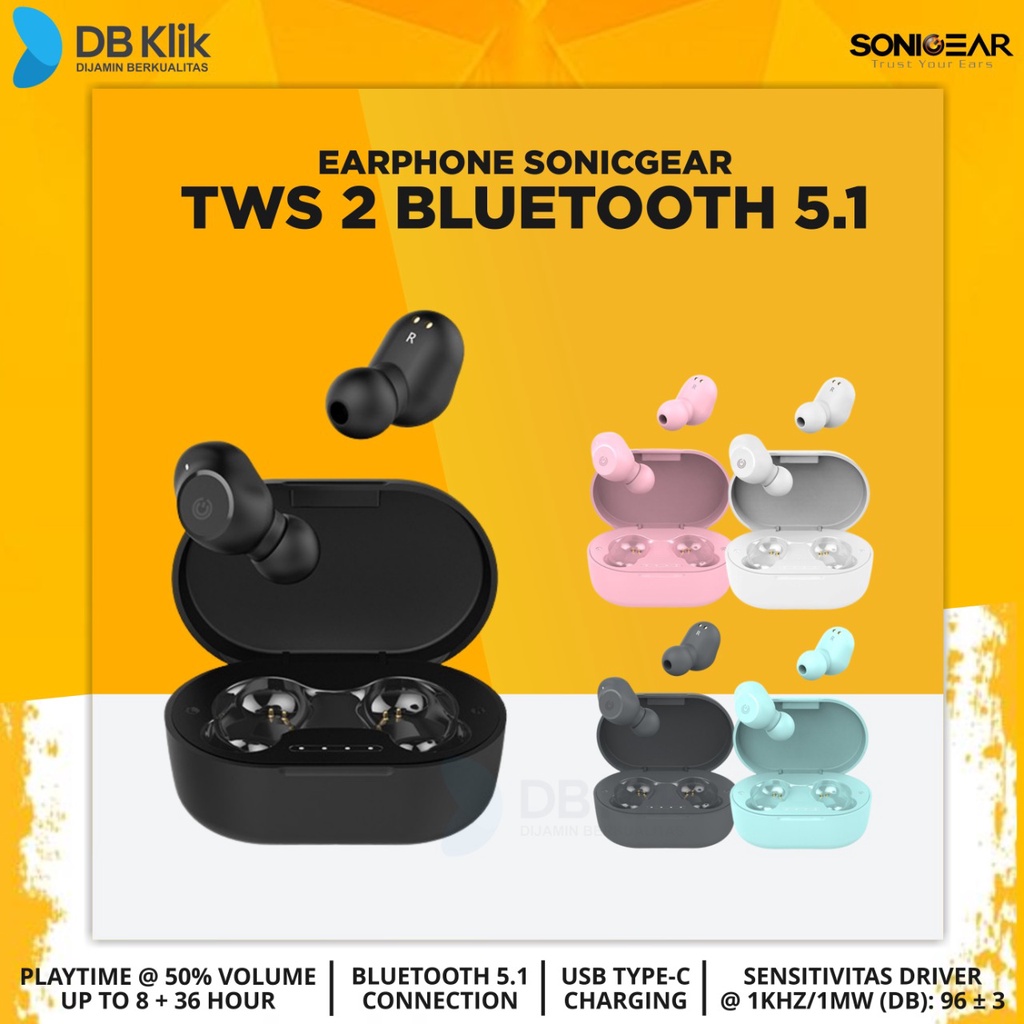 Earphone SonicGear TWS 2 Bluetooth 5.1 - Earpump Sonicgear TWS 2