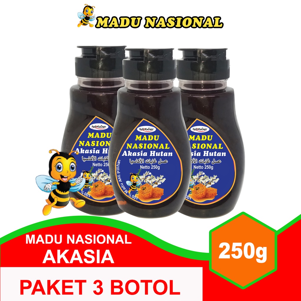 

Madu Nasional Akasia 250gr Extra Propolis Polen Royal Jelly - 3 Botol