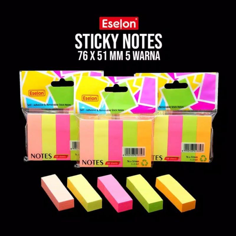 Post it / Memo Stik / Sticky Note Stik Note BIG ESELON 51x76mm-76x51 5 warna/eselon