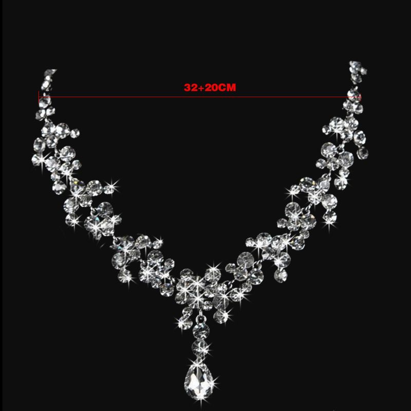 SIY  New Fashion Wedding Bridal Jewelry Sets Crystal Necklace Earrings Sets for Women brides Gift