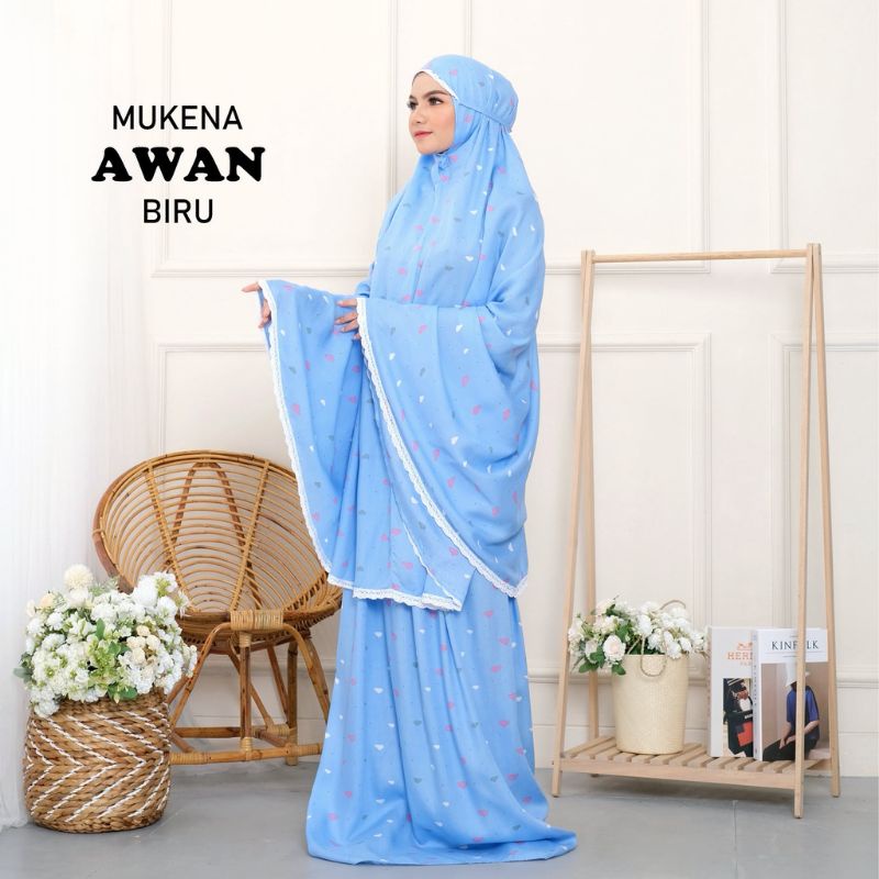 Mukena Rayon 2 In 1 Dewasa Motif Awan Termurah