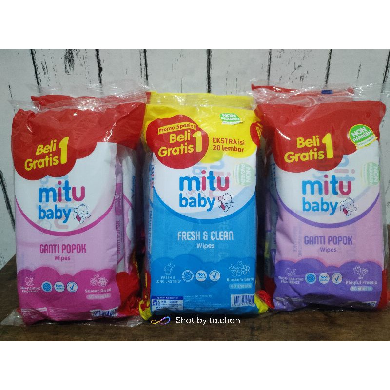 mitu baby wipes tisu basah baby 50s x 2pack buy1 get1