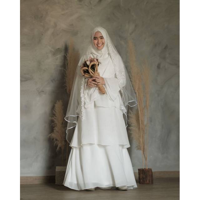 Set Akad Gamis Akad By Hijab Alila Gamis Shafiyya Gamis Ruffle Gaun Pengantin Shopee Indonesia