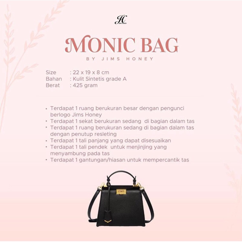 MONIC BAG JIMS HONEY / TAS SLEMPANG / TOP HANDLE / ORIGINAL BY JIMS HONEY