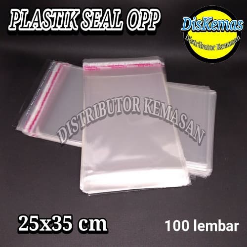 

KEMASAN PLASTIK OPP SEAL LEM PEREKAT KEMASAN BAJU AKSESORIS 25x35 cm