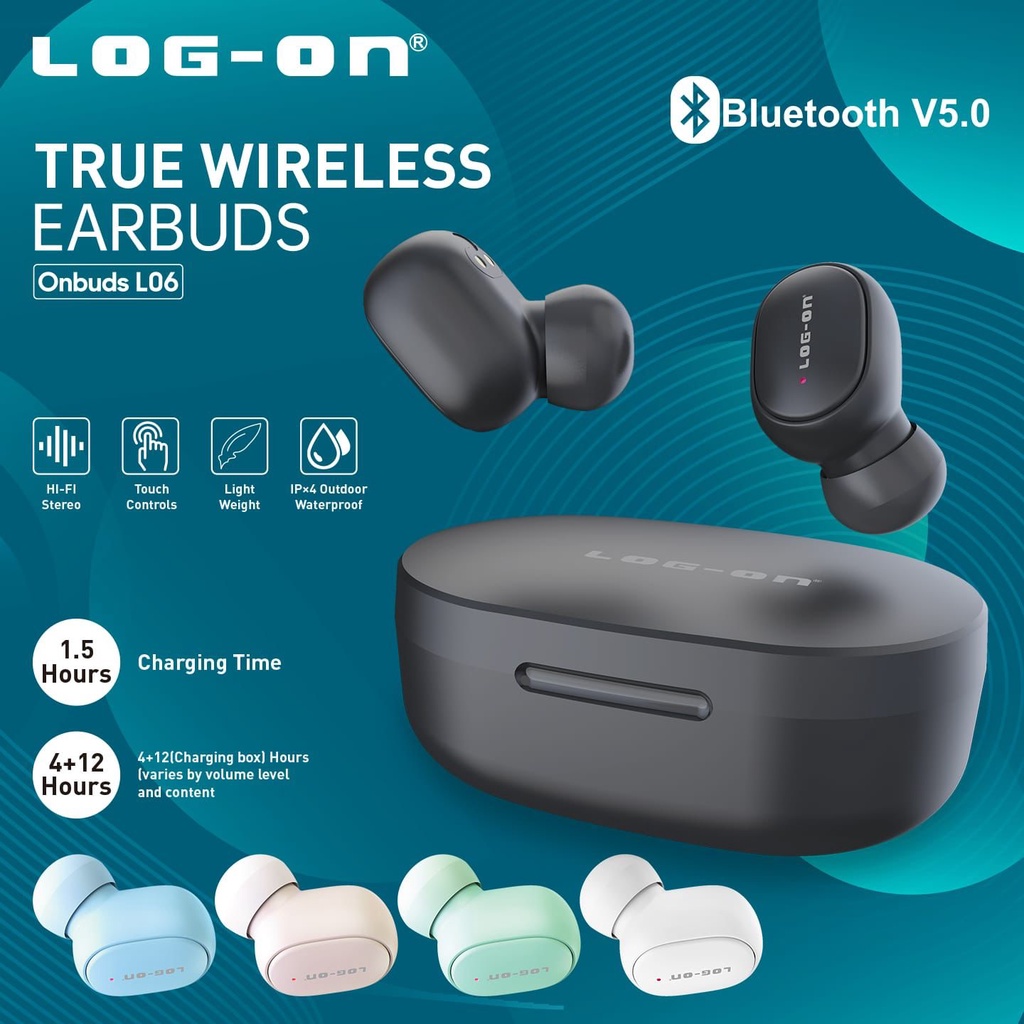 LOG-ON WIRELESS EARPHONE MINI EARBUDS TWS ONBUDS-LO6-ONE STEP PAIRING SUPER BASS